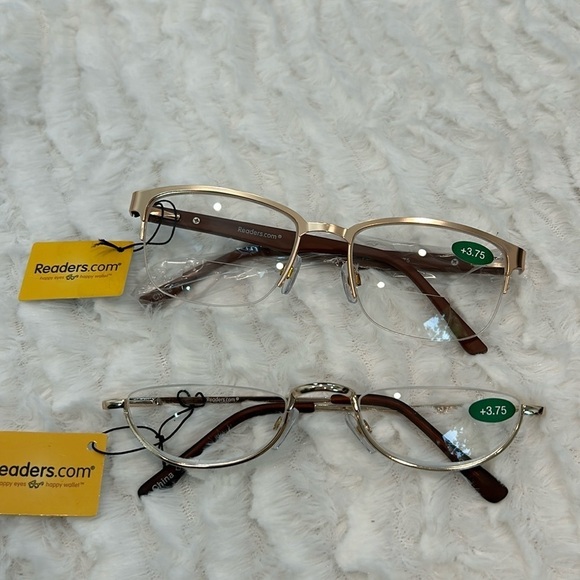 New Readers magnifying glasses 2 pairs +3.75 gold and wood grain color nwt - Picture 1 of 3